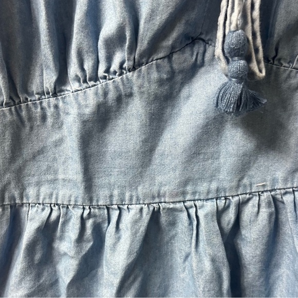 Jessica Simpson women’s blue denim chambray tiered puff sleeve bohemian dress - Picture 7 of 7